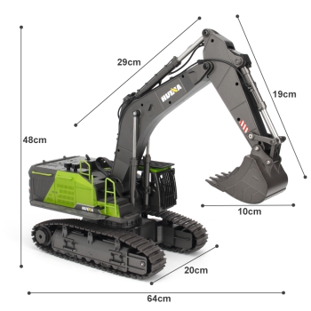 ES-1593 2.4G 1:14 Ferngesteuerter Kettenbagger voller Funktion RC Bagger Metall