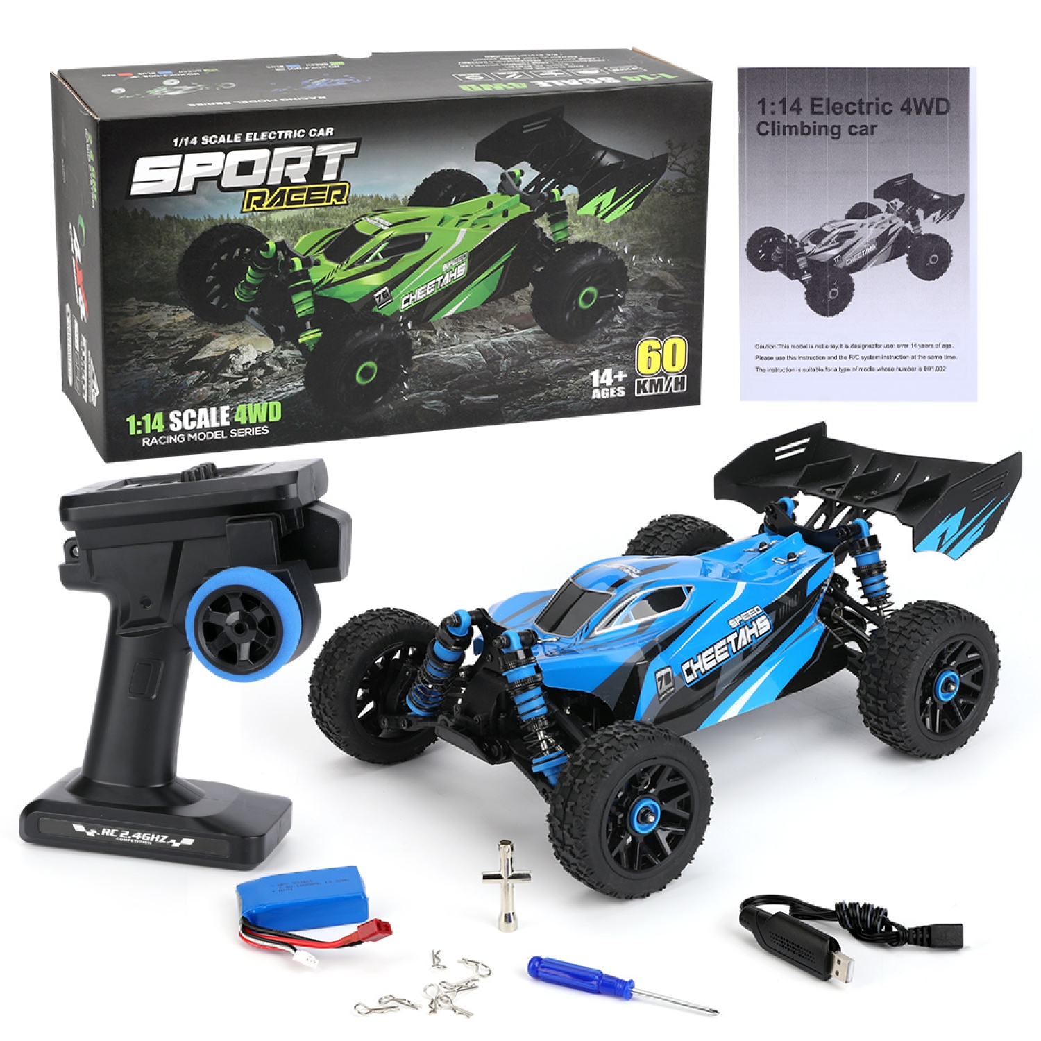ES-001 2,4G 1:14  RC High Speed Geländewagen mit Allradantrieb 60km/h  Auto (Bürstenmotor)
